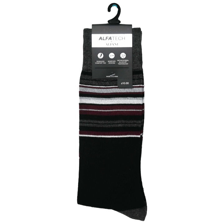 *NO USA* Mens 10-13 Black Multi 1 pair ALFANI SINGLE PRINTED DRESS SOCKS C/P 180