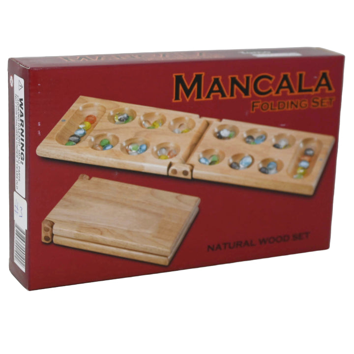 FOLDING RUBBERWOOD MANCALA SET C/P 16