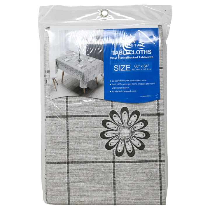 60x84" PRINTED VINYL TABLECLOTH wFLANNEL BACKING C/P 24