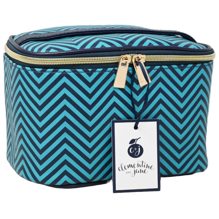 *OUTSIDE OF CA* BLK/GRN CHEVRON PRINT TRAIN CASE C/P 20