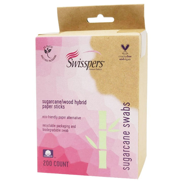 200ct Cotton Swabs Sugarcane Sticks Swisspers C/P 24