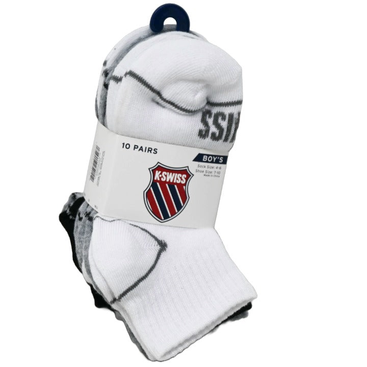 K-SWISS 10PK 4-6 BOYS QTR STRIPE SOCKS C/P 36