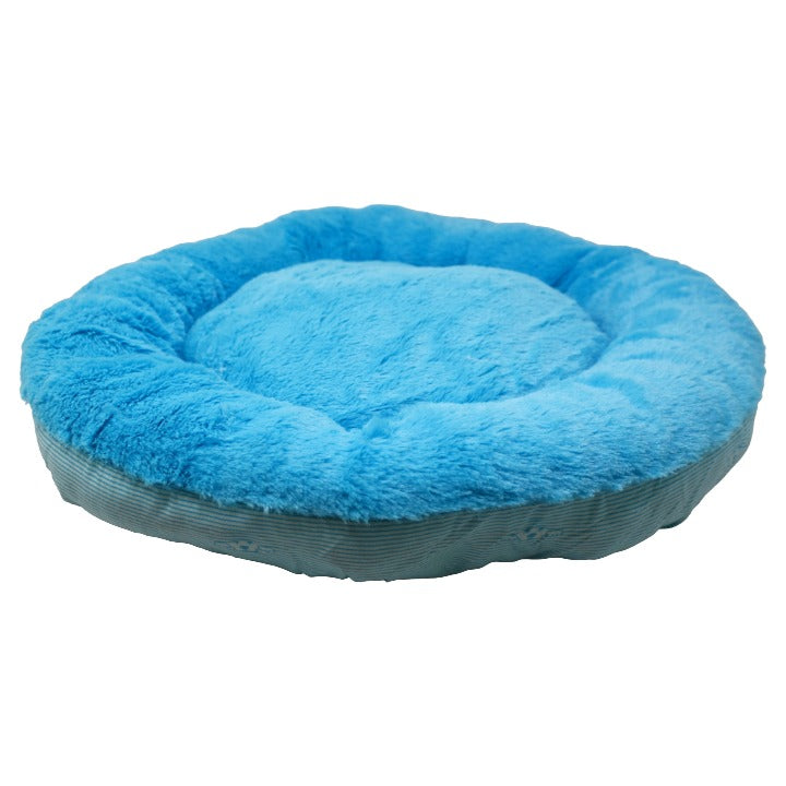 21.5"RND TEAL PRINTED PET BED C/P 12