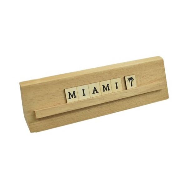 8x2 MIAMI Print Puzzle Piece Wedge Wood Stand Tabletop C/P 24