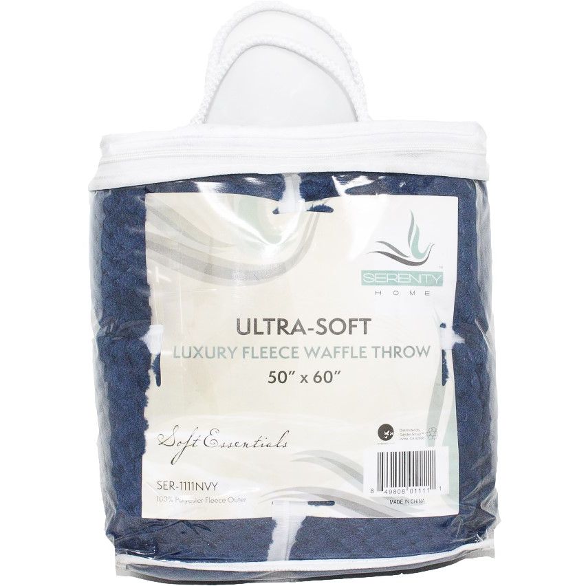 50" X 60" NAVY WAFFLE THROW BLANKET C/P 20