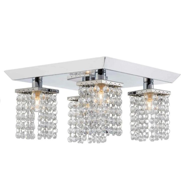 Noma Chrome And Crystal 4 Light Semi-Flush Ceiling Light Fixture C/P 2,COLOR BOX