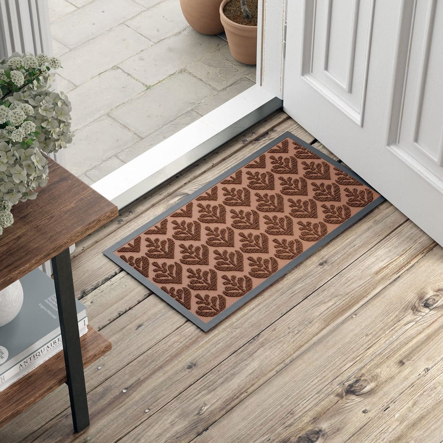 Brown Floral Loop Pile Mat C/P 9