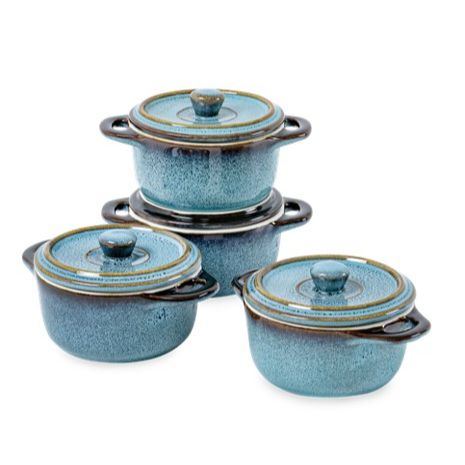 4pc BLUE REACTIVE MINI CASSEROLE DISHES W/LID C/P 8