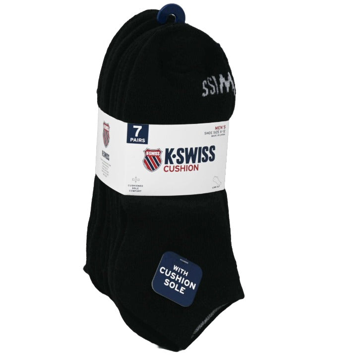 7PK 10-13 MENS FL CUSH LC SOLID SOCKS K-SWISS C/P 36