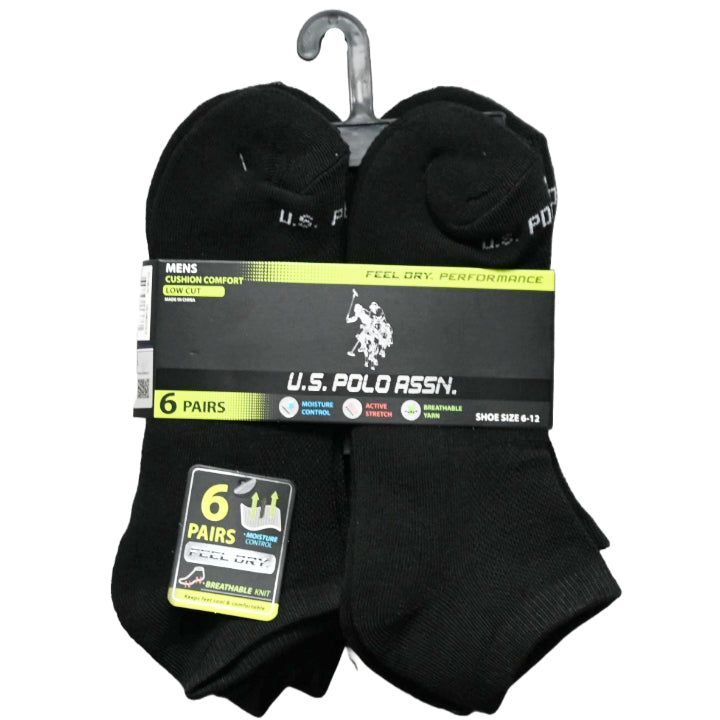 6pk MEN L/C CUSHION SOCKS BLK SIZE 6-12 C/P 48