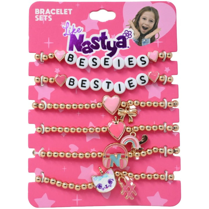6pc Gld Besties Charm Bracelet Set C/P 504 Inner Bag 36 Nastya
