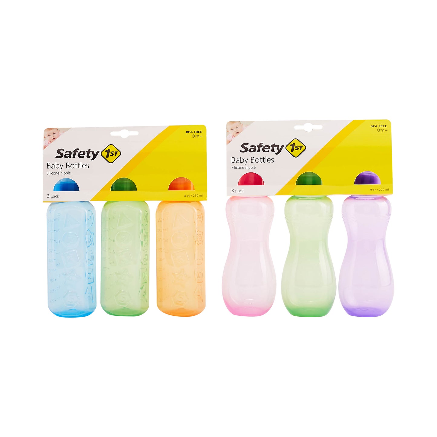 Safety 1st 3PK 8oz TRIANGLE & GRIP BABY BOTTLE C/P 12