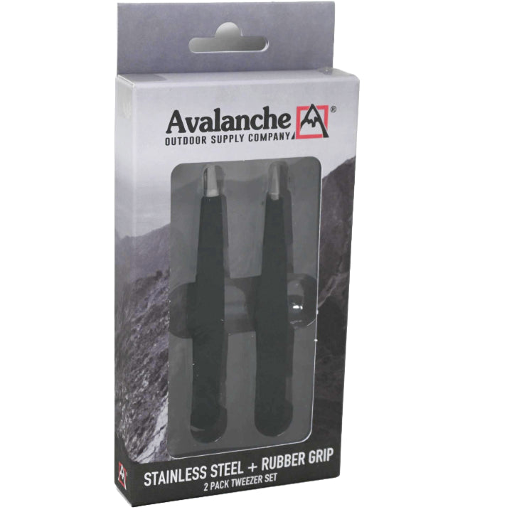 2pk AVALANCHE TWEEZER SET W/RUBBER C/P 144