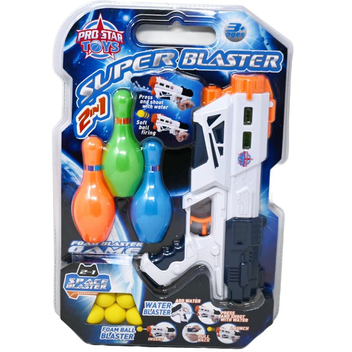 2 In 1 Foam Ball And Water Blaster W/Bowling Pins C/P 24