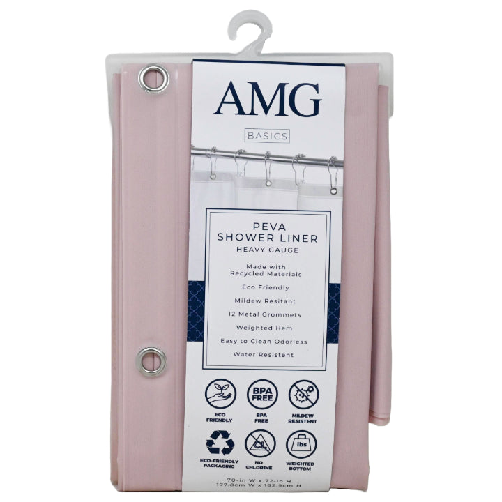 70" X 72" BLUSH SHOWER LINER W/GROOMETS C/P 12