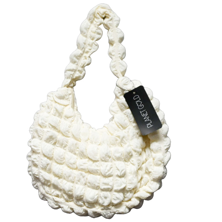 IVORY QUILTED HOBO HANDBAG WITH TOP C/P 12