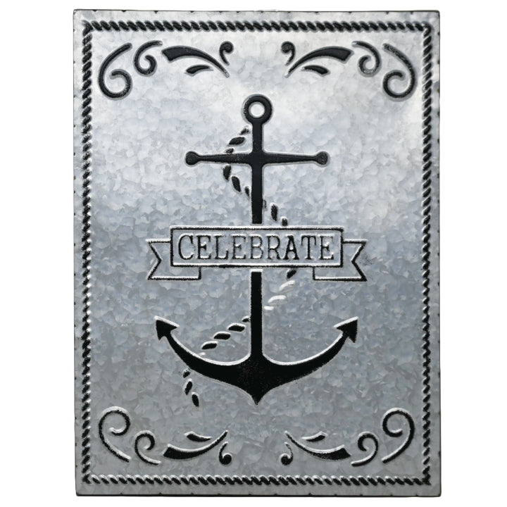 15"x19" Anchor Embss Galvanized Metal Wall Sign C/P 6