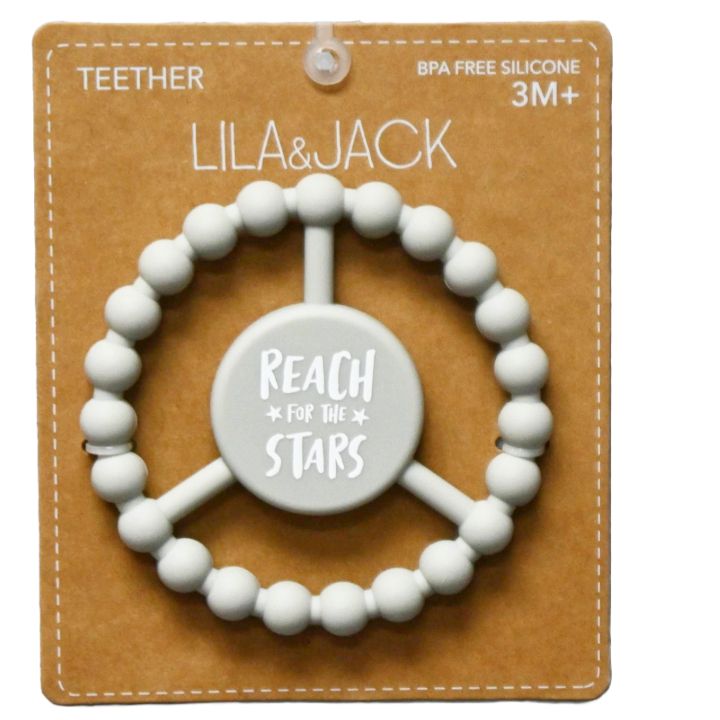 1pc Silicone Peace Teether - Gray "Reach For The Stars" C/P 100