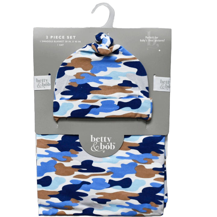 30"x40" 0-6m ELIAS SWADDLE BLANKET W/HAT C/P 48