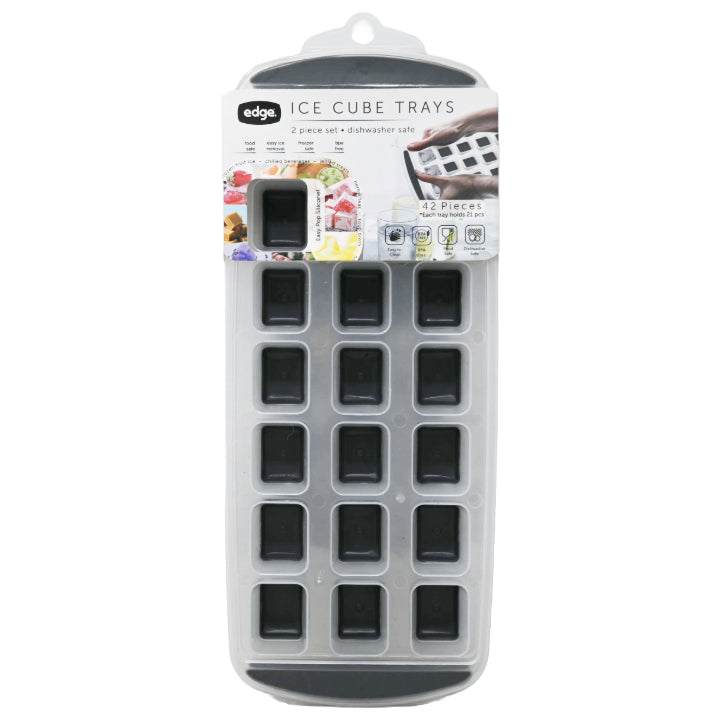 Edge 2pk Silicone Ice Cube Tray Standard Square Charcoal C/P 12