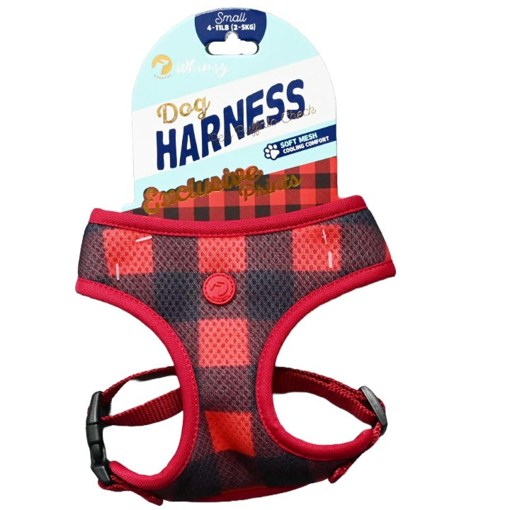 RED BUFFALO NECK WHIMSY PRINTED MESH PET HARNESS DOGHAUS C/P 48