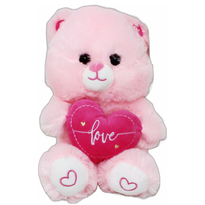 9" PINK PLUSH BEAR WITH HEART C/P 72