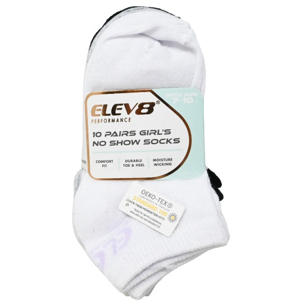 10pk Girls 4-6G Asst WGB No Show Socks C/P 60 ELEV8