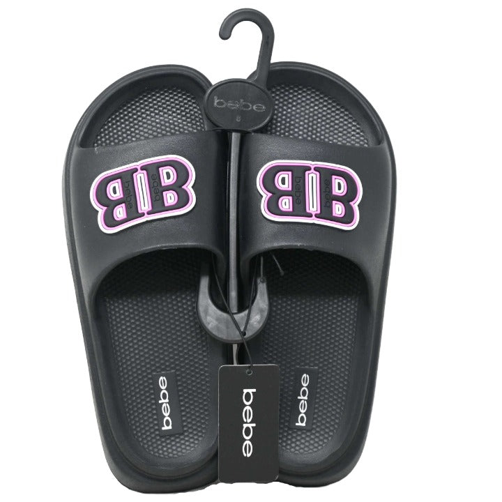 BLK/PNK BEBE WOMEN EVA SLIDE wDOUBLE B RUBBER PATCH 5-ASST SIZE C/P 12