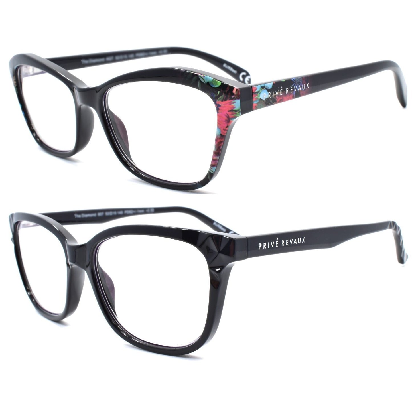 2Pk Reader +3.5 Rd Floral & Black Reading Glasses C/P 72