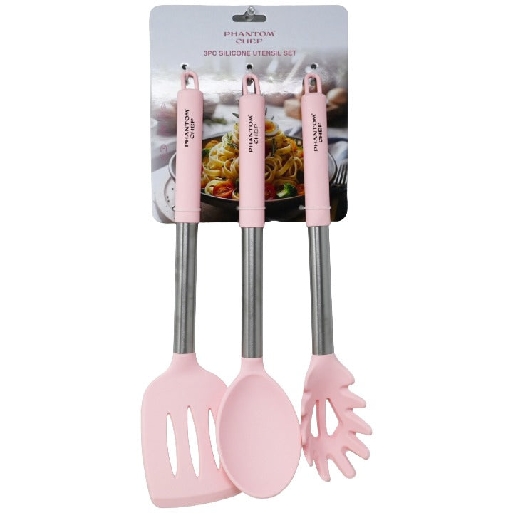3pc Pnk Turner Pasta Server Spoon Set C/P 24 Phantom Chef