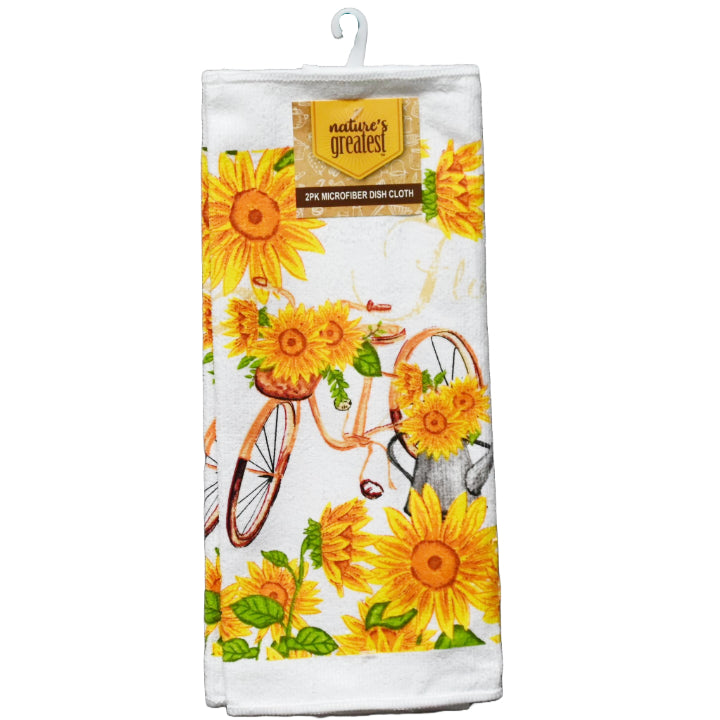 2pc Sunflower Printed Microfiber Dish Cloth C/P 72