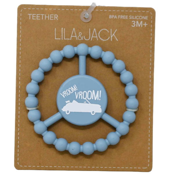 1pc Silicone Peace Teether - Baby Blue "Vroom Vroom" Convertible Car C/P 100