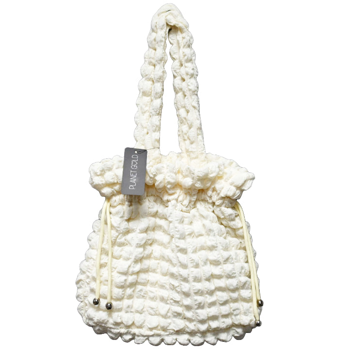 IVORY QUILTED DRAWSTING HANDBAG C/P 12