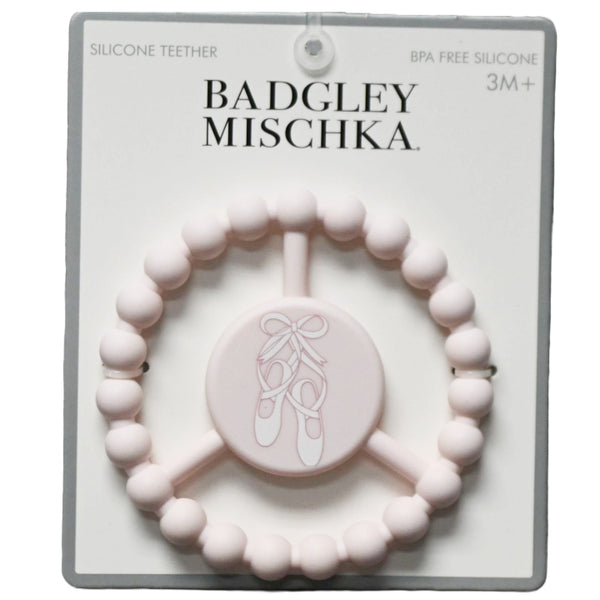 1pc Silicone Peace Teether - Ivory Ballerina Pointe Shoes Print C/P 100