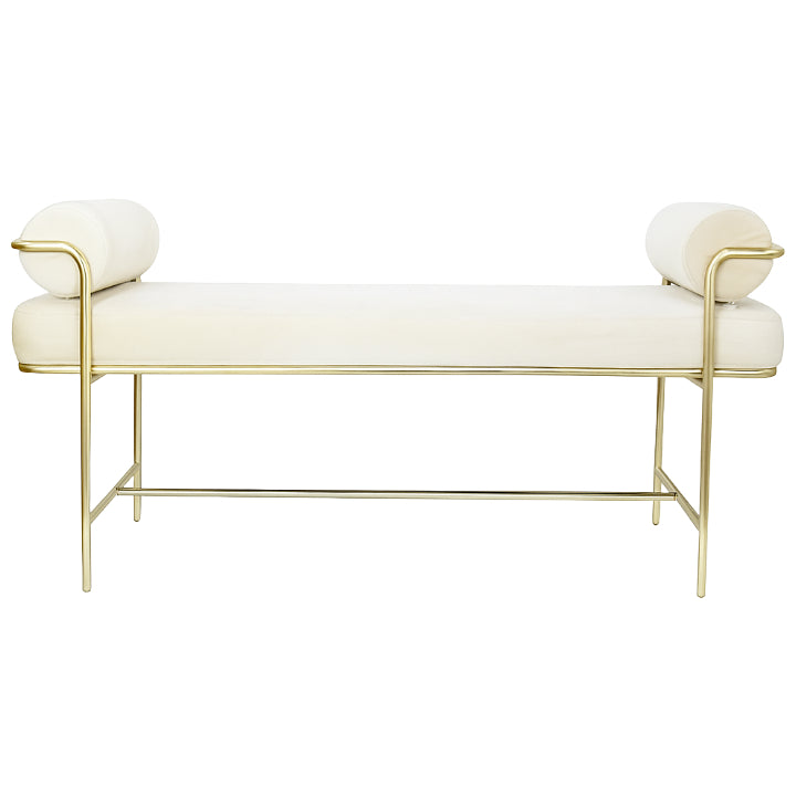 Bench and Pillows Gold Metal Frame 24.4"Hx47.2"Lx16.9"W RTA C/P 2