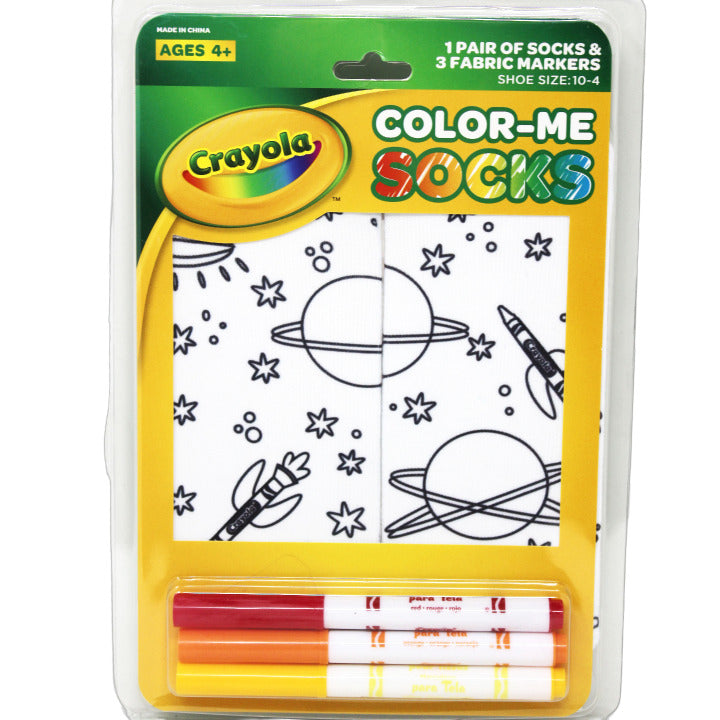 1pk CRAYOLA BOYS COLOR-ME SPACE NS SOCKS SIZE 6-8 C/P 36