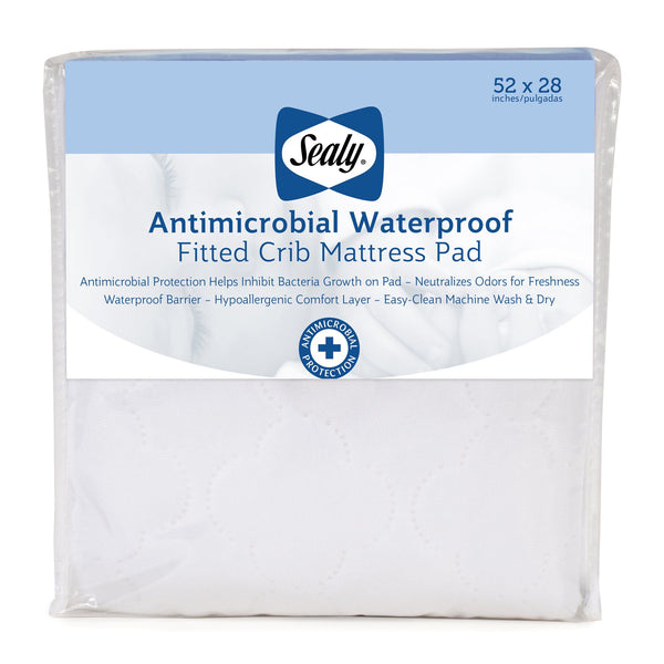 52"x28" SEALY WHITE FITTED CRIB MATTRESS PAD C/P 2