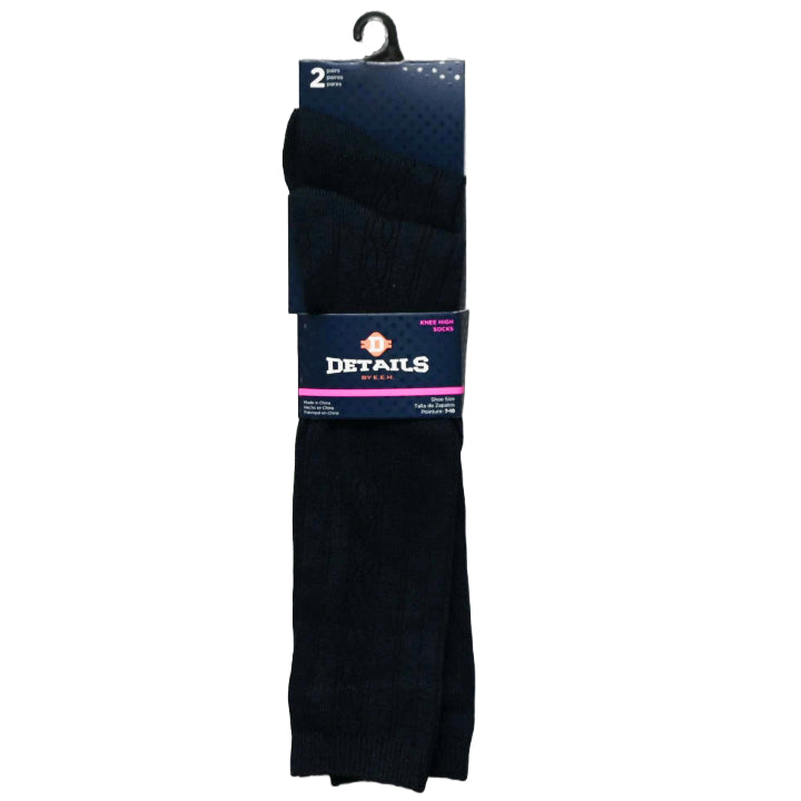 2pk DETAILS CABLE KNIT KNEE SOCKS SIZE 4-6 C/P 60