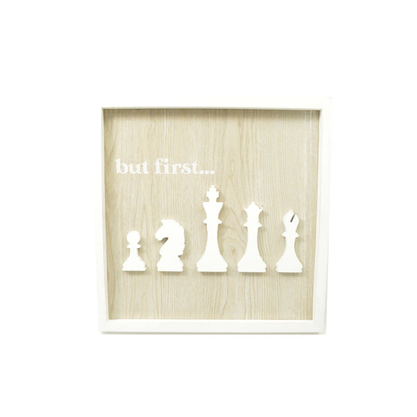 16"x16" BUT FIRST-WHITE APPLIQUE PRINT FRAMED MDF WALL SIGN C/P 4