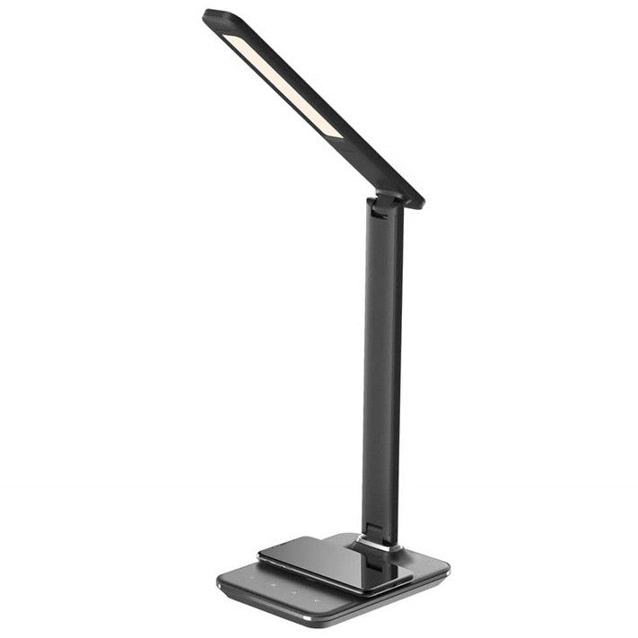 BLK T-BAR LED TASK LAMP +WIRELESS CHARGER C/P 12