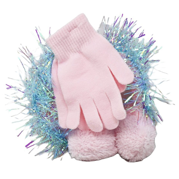 2pc Girls Pink Earmuff Glove Set Confetti C/P 24