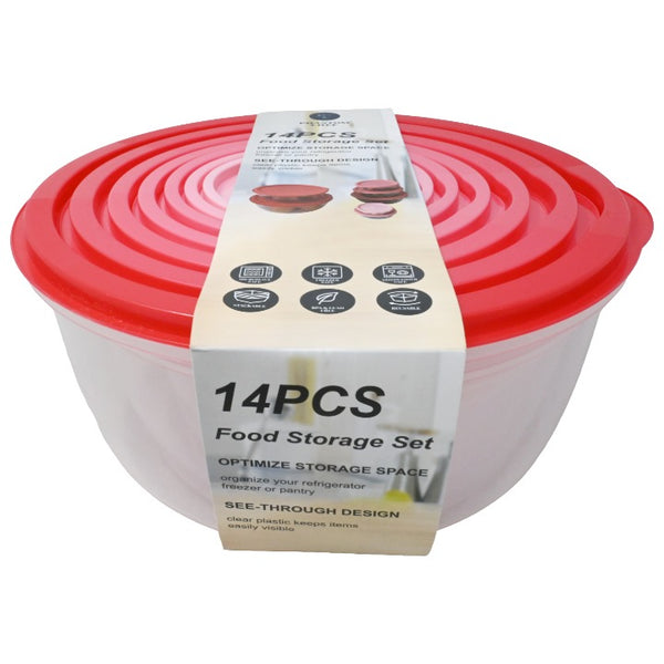 7pk Red Rnd Food Storage Set C/P 12 Phantom Chef