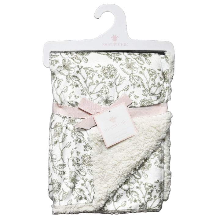 1pc Mink & Sherpa Blanket - Brown Sketched Floral C/P 48