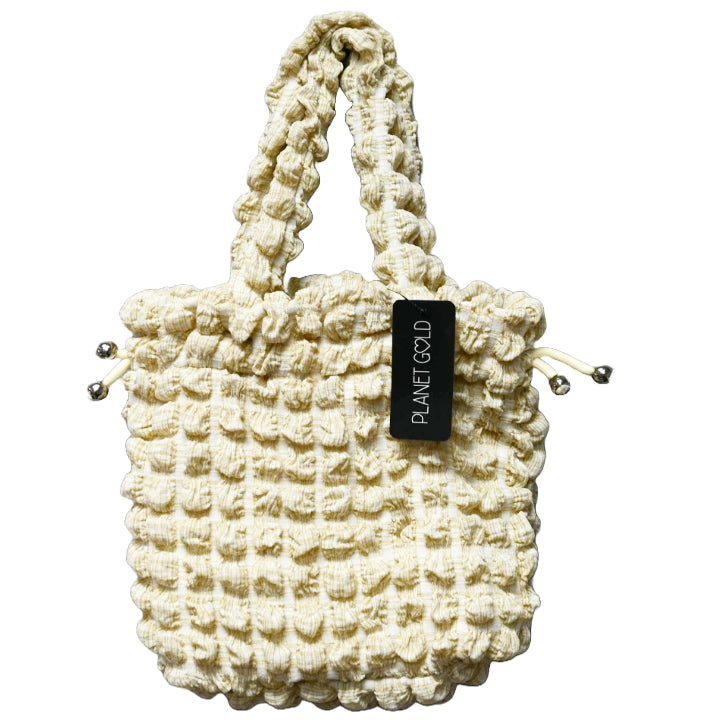 BROWN QUILTED DRAWSTING HANDBAG C/P 12