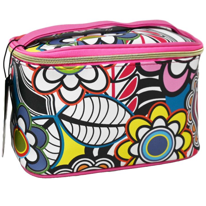 *OUTSIDE OF CA* HEART/FLOWER PRINT COSMETIC TRAIN CASE C/P 20