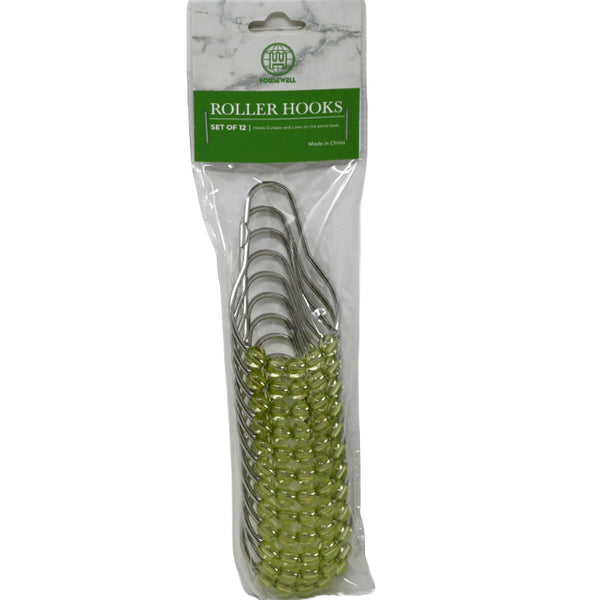 12pc GREEN METAL ROLLER HOOKS C/P 72