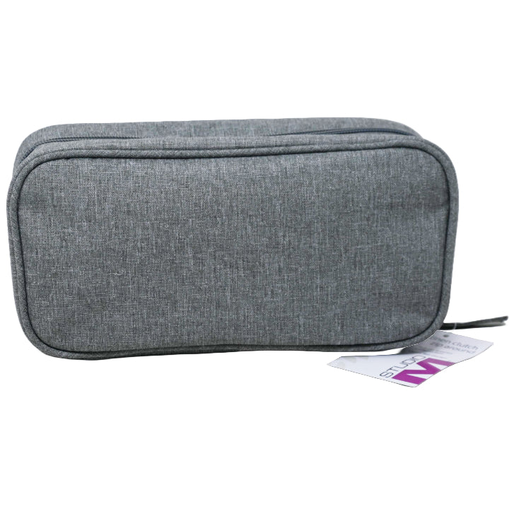 GREY LINEN ZIP AROUND COSMETIC BAG C/P 24