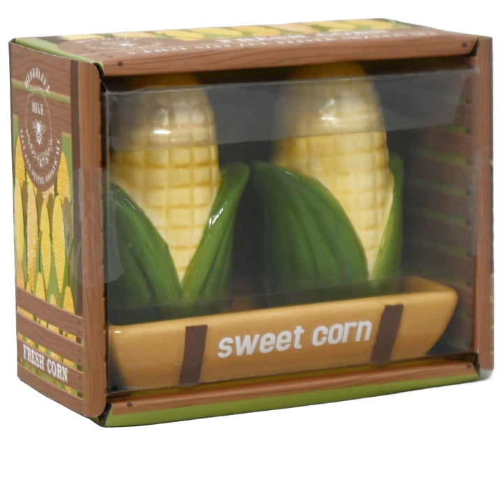 CORN SALT AND PEPPER SHAKERS W/TRAY C/P 12