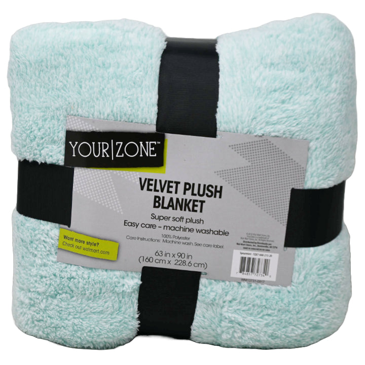 63"x90" MINT PLUSH BLANKET C/P 2