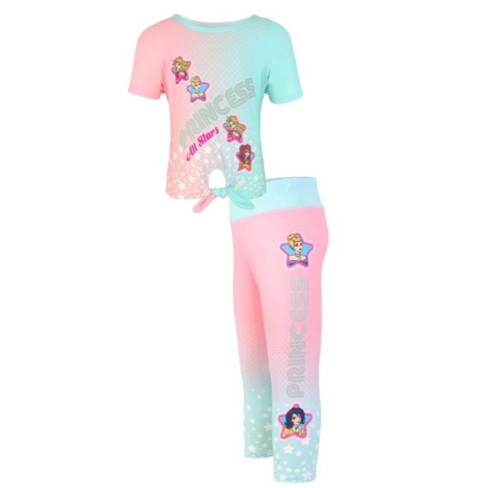 FAIRYTALE PRINCESS ALL STARS TIE FRONT T-SHIRT ACTIVEWEAR SET 4-ASST SIZE 4-6X C/P 48